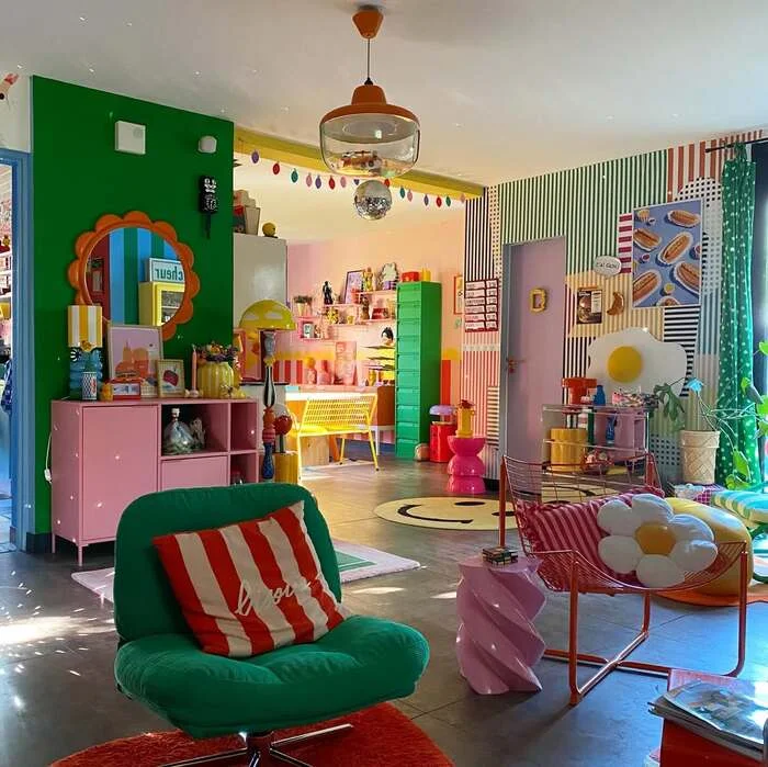 grey and pink living room decor