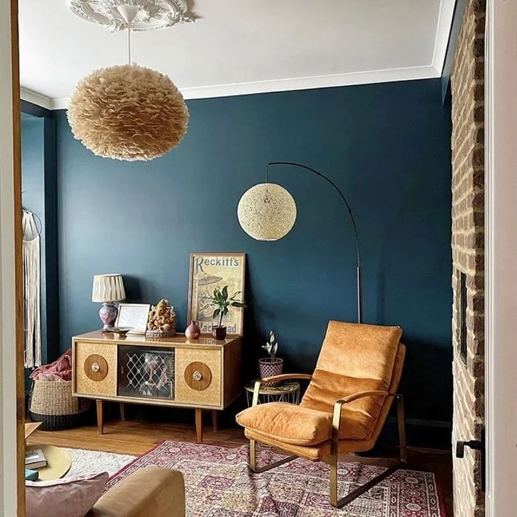 blue and brown living room