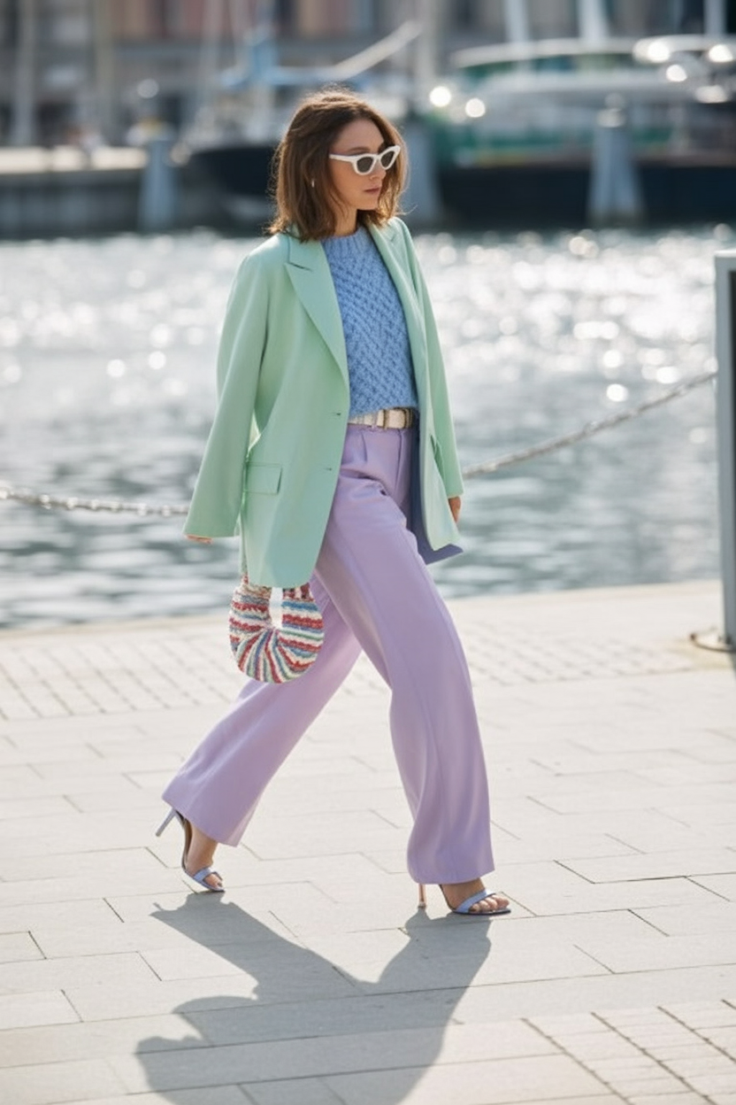 Pastel blazer outfit
