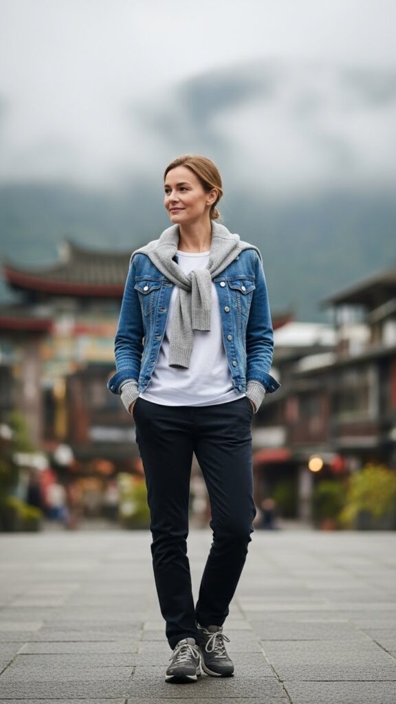 layered mountain outfit