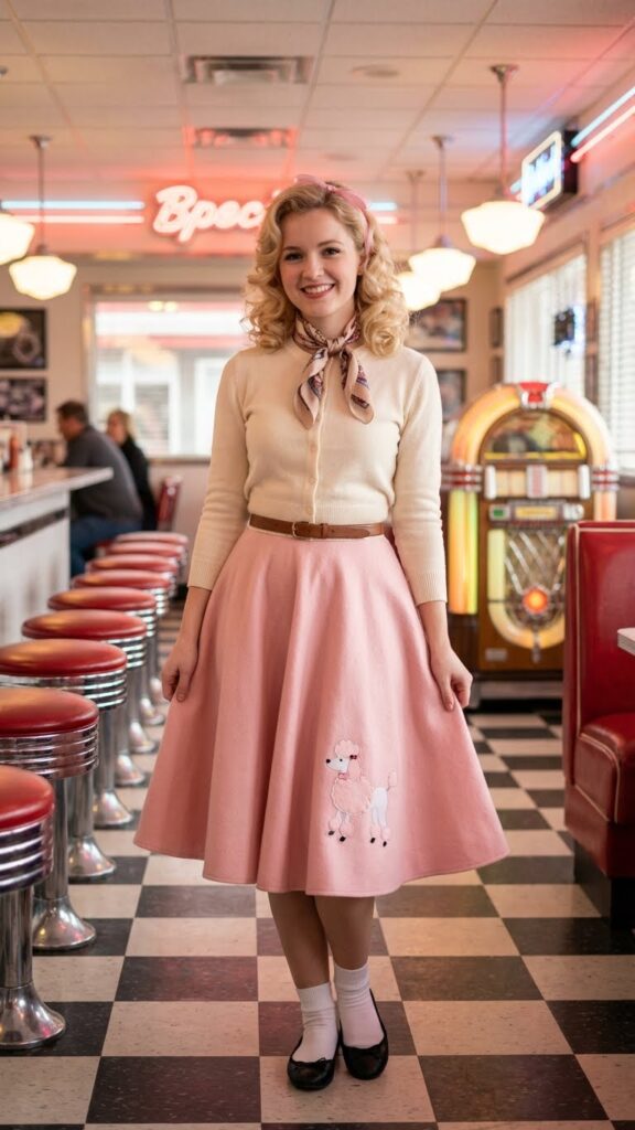 50s poodle skirt look