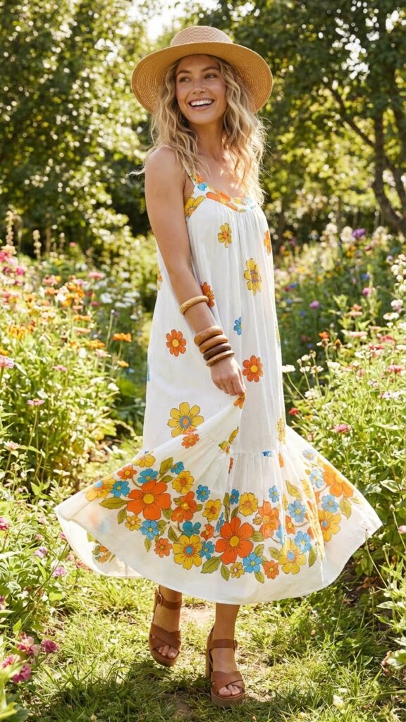 70s floral maxi dress