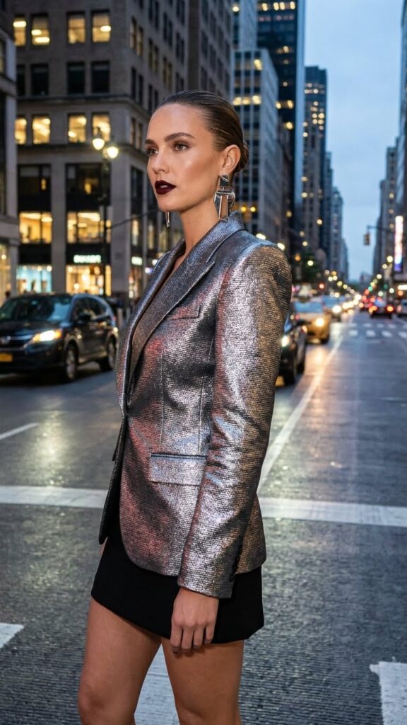 80s new wave metallic outfit