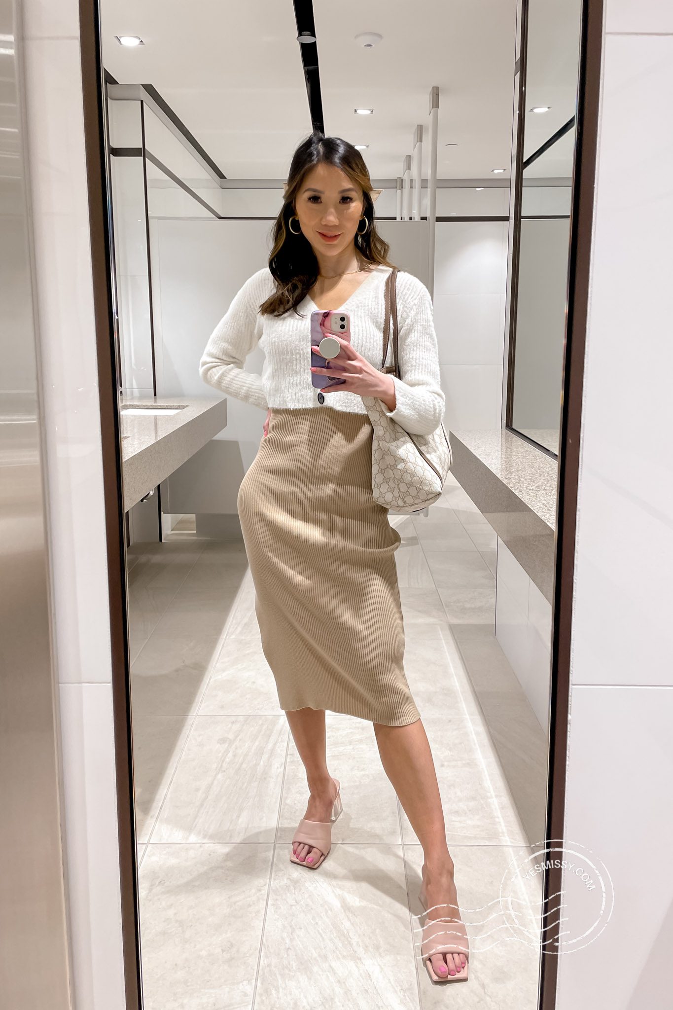 Pencil Skirt With Soft Cardigan