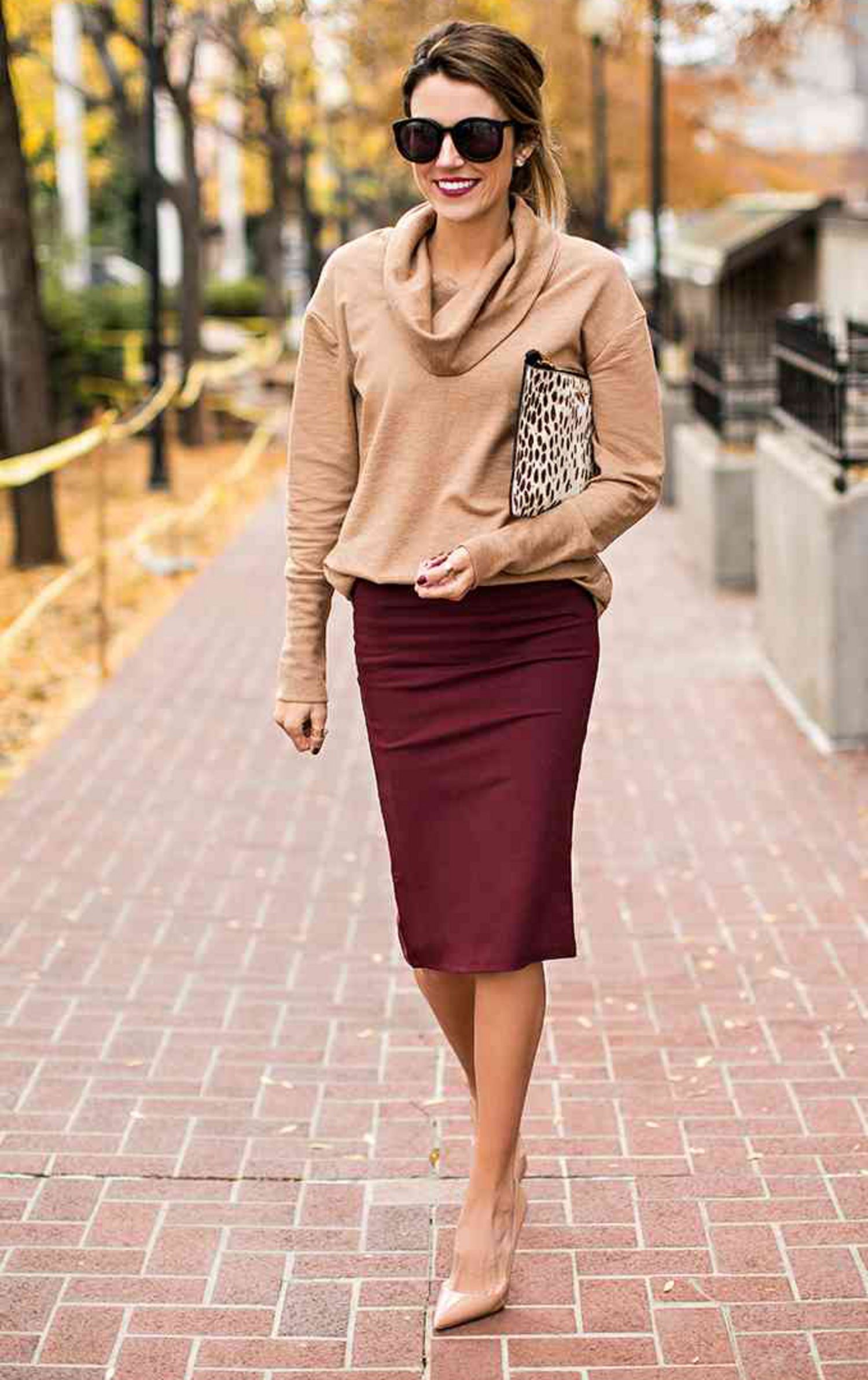 Comfortable Office Skirt and Sweater