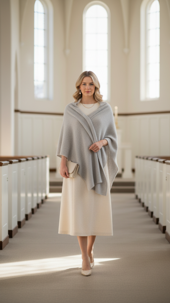 Cashmere wrap over Sunday best