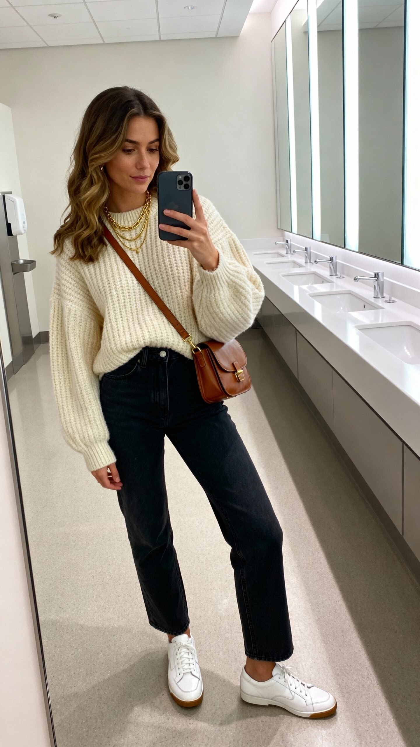 cozy chic airport travel outfit