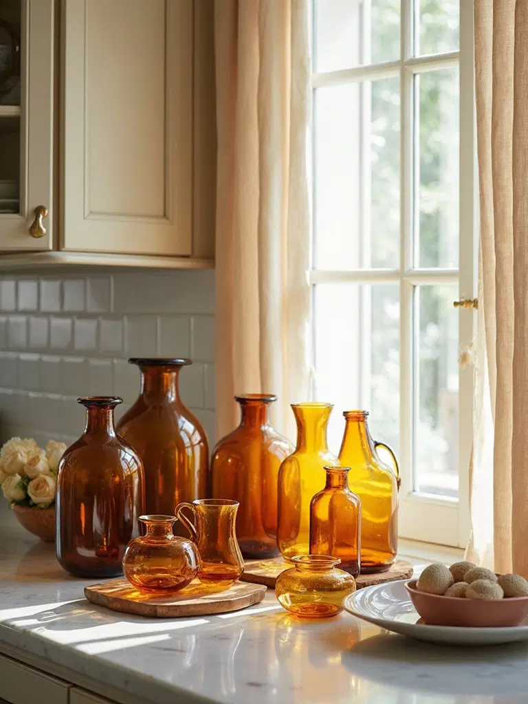 antique ceramics and glassware display