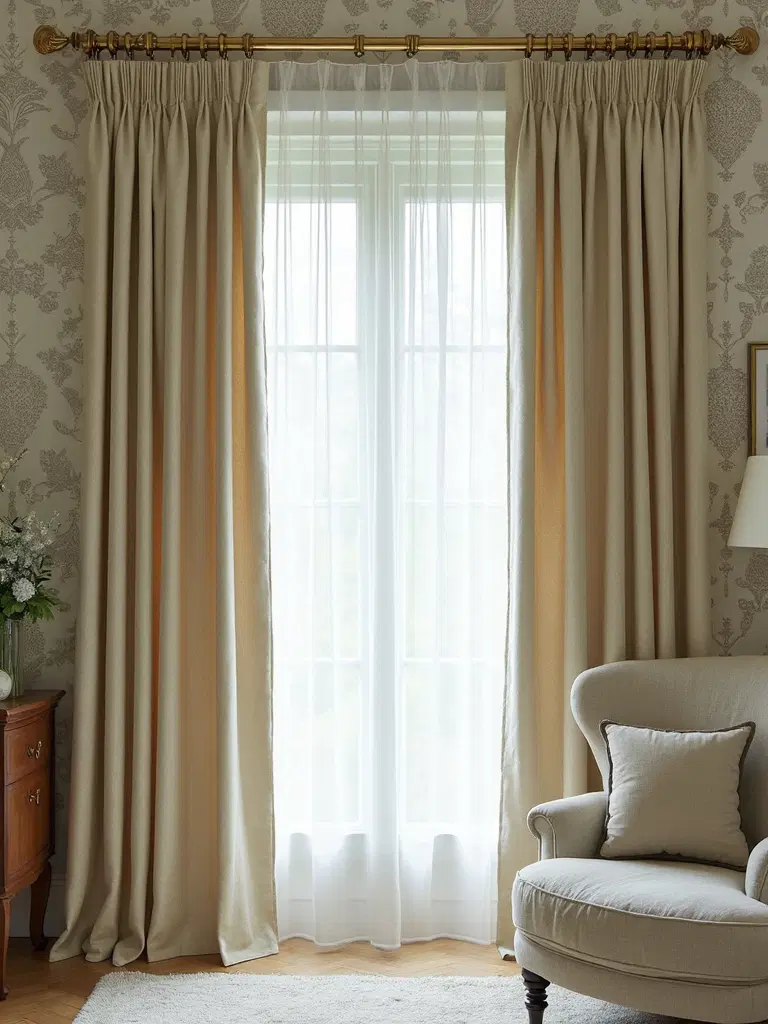 curtains perfectly coordinated with patterned walls