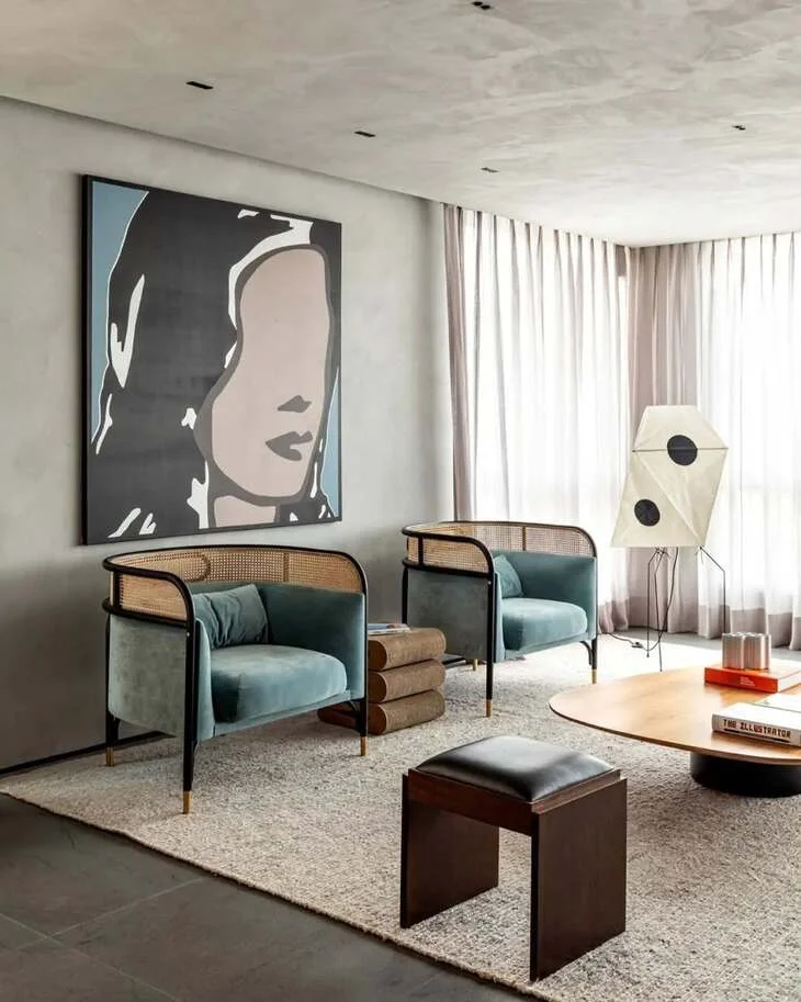 blue and brown living room