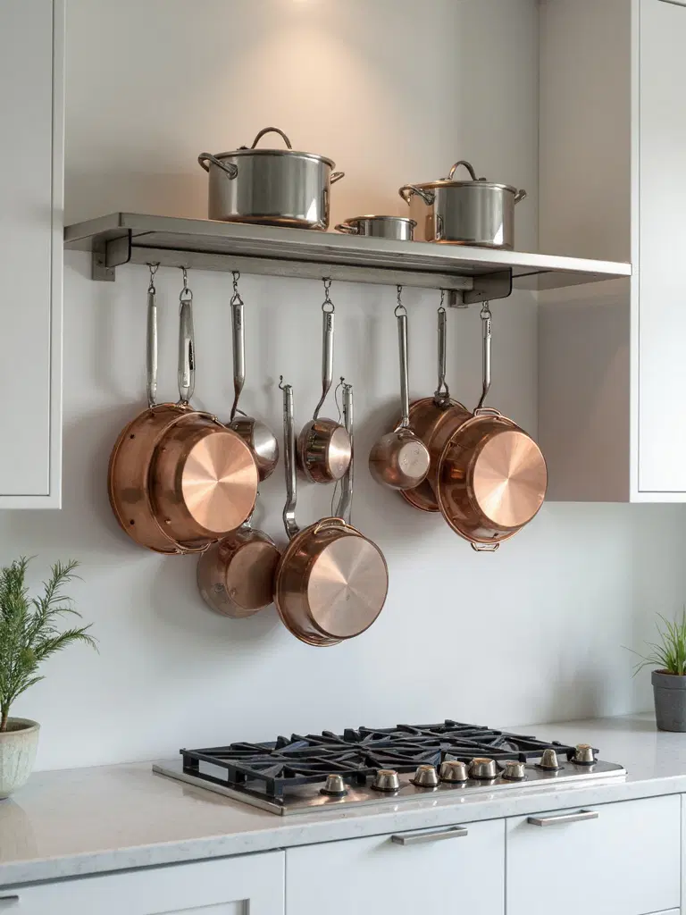 efficient kitchen storage with wall-mounted racks