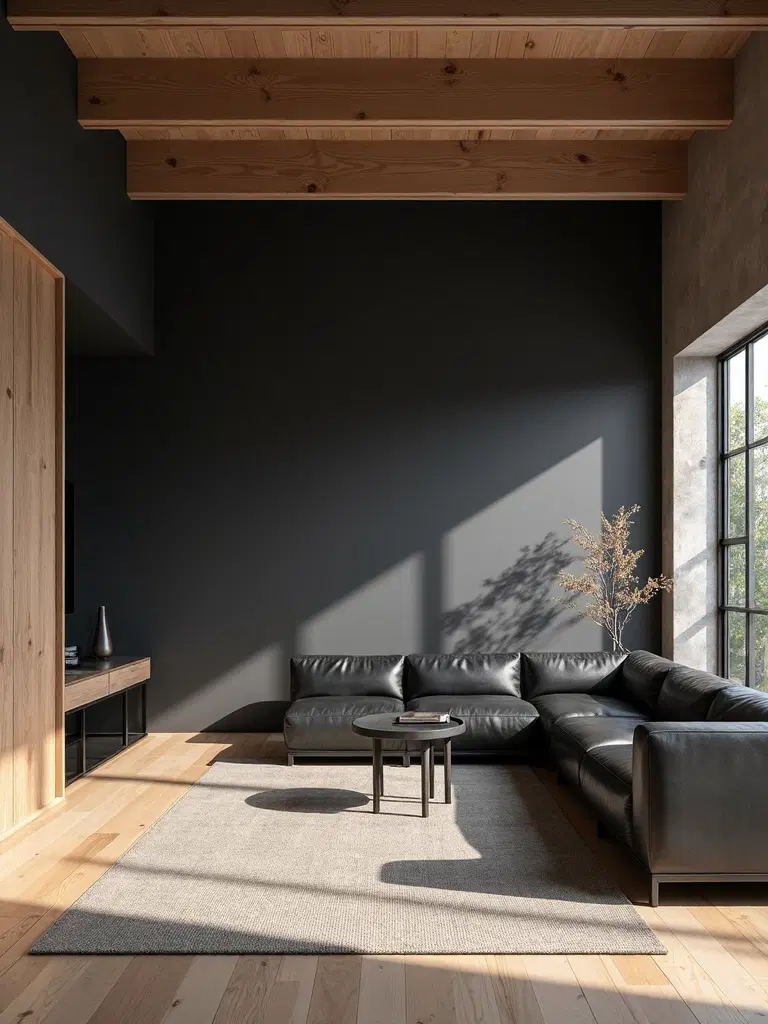 charcoal walls natural wood