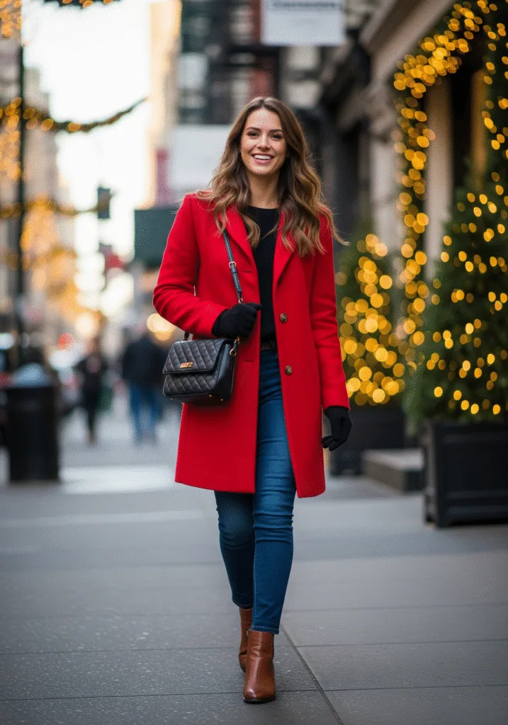 Red Wool Overcoat Christmas Outfit