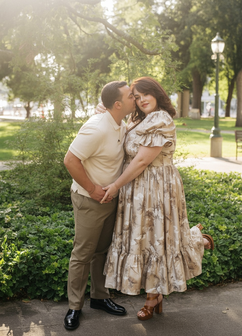 Soft floral dress for engagement photos