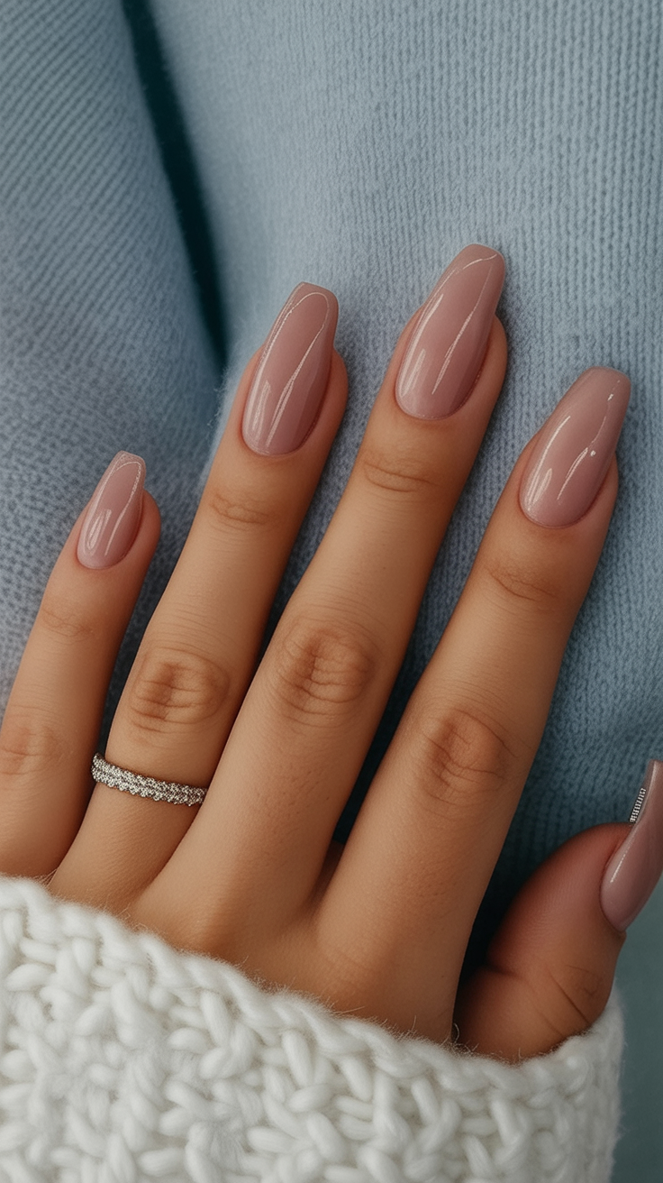 Cozy Taupe Ballerina Nails