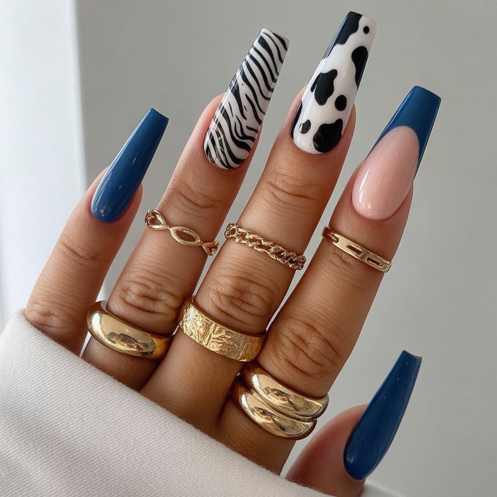 Mix and Match Blue Ballerina Nail Art