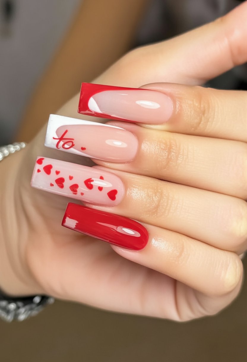 Love letter long square nails