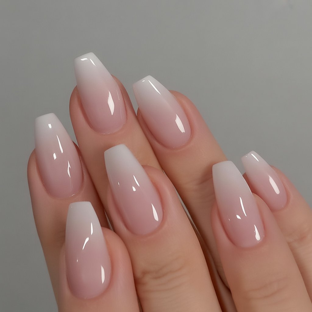 Soft Baby Pink Ombre Ballerina Nails