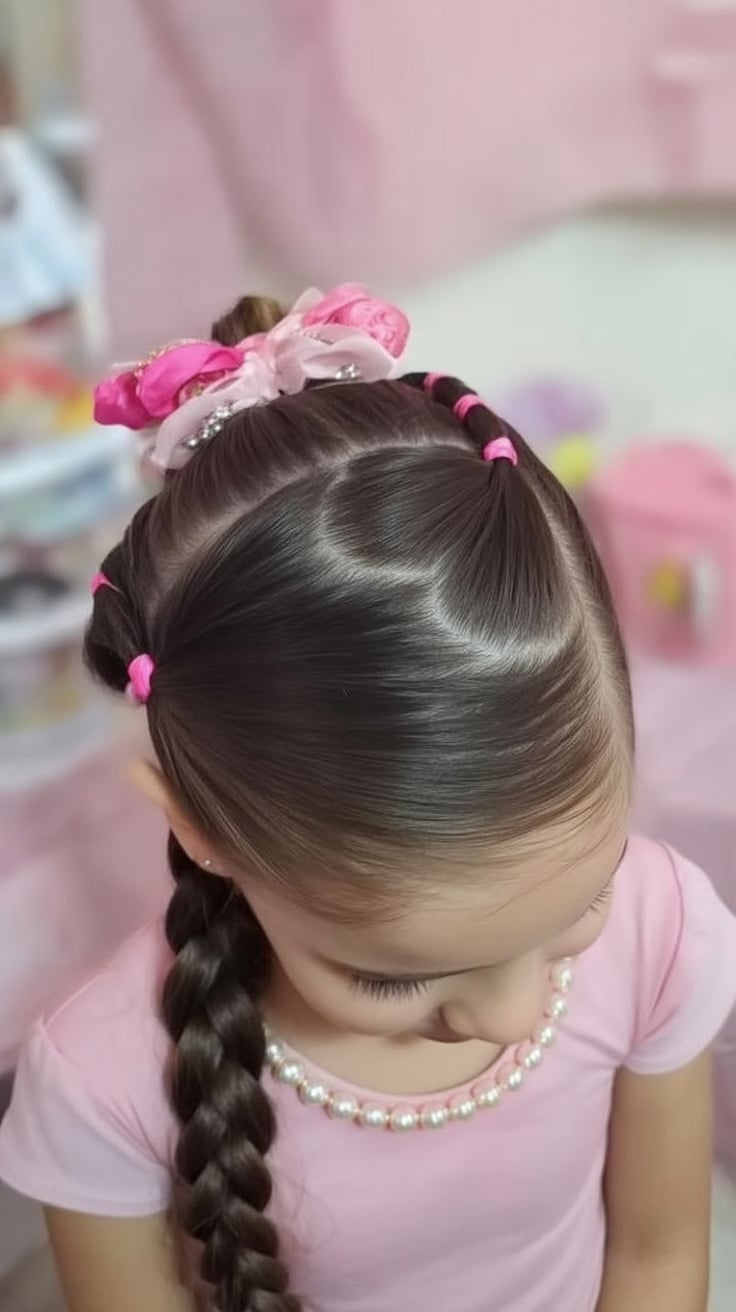 Double heart section braided ponytail