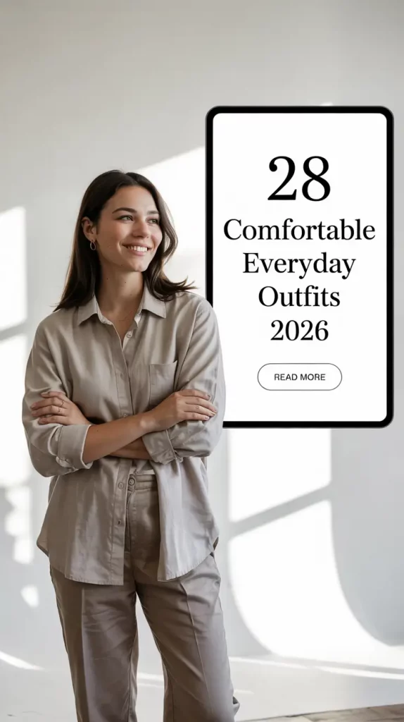 Stylish casual outfit on a confident woman