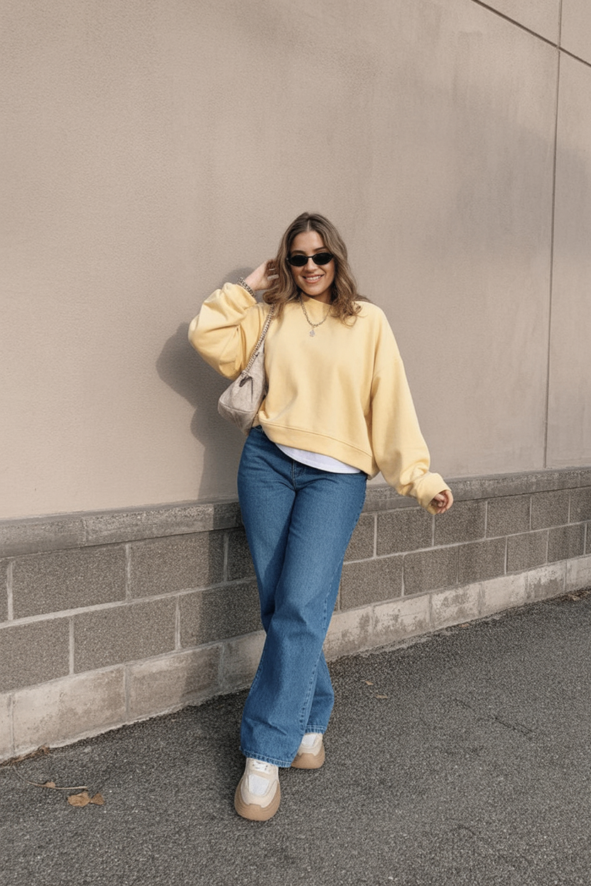 Soft Sweatshirt with Classic Jeans