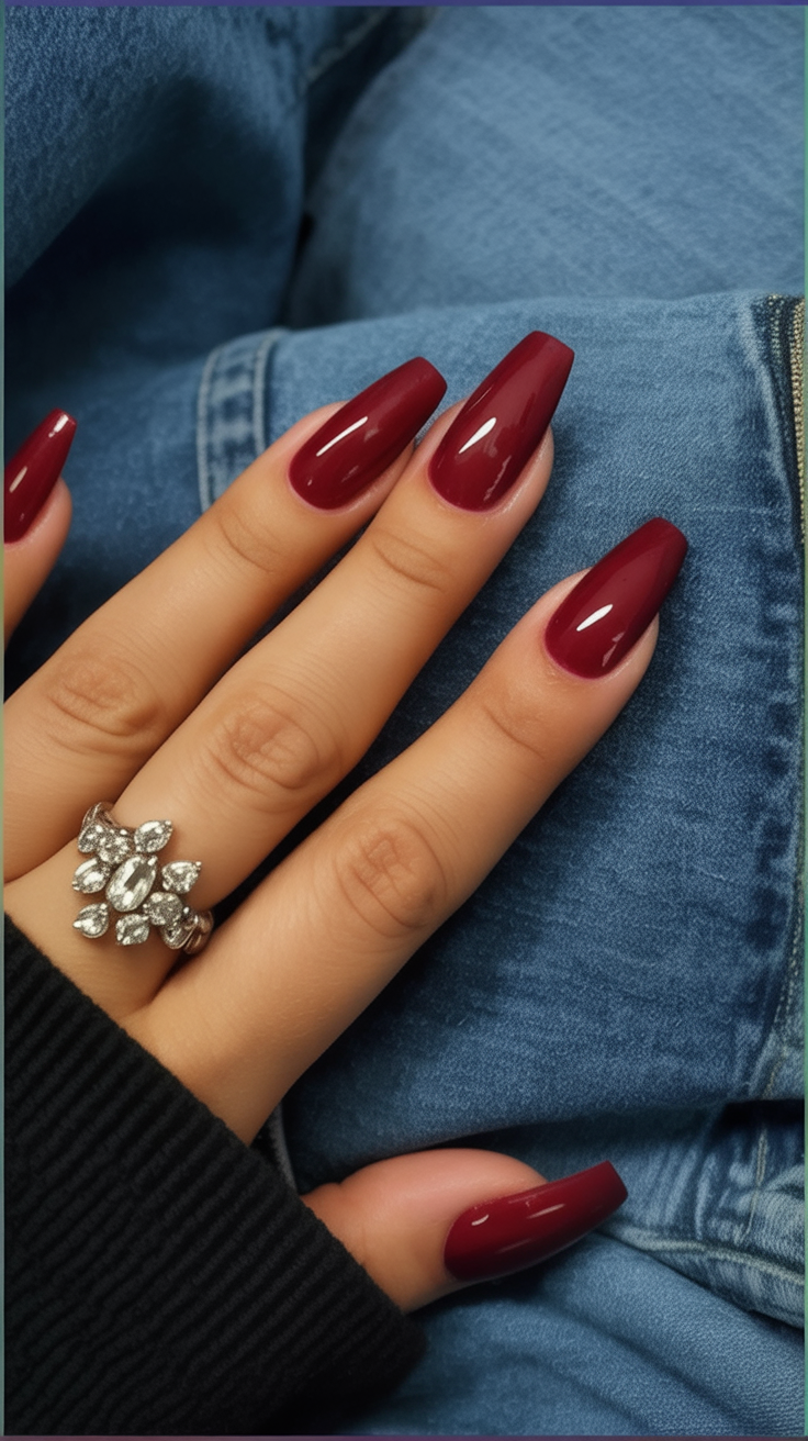 Deep Wine Ballerina Nails