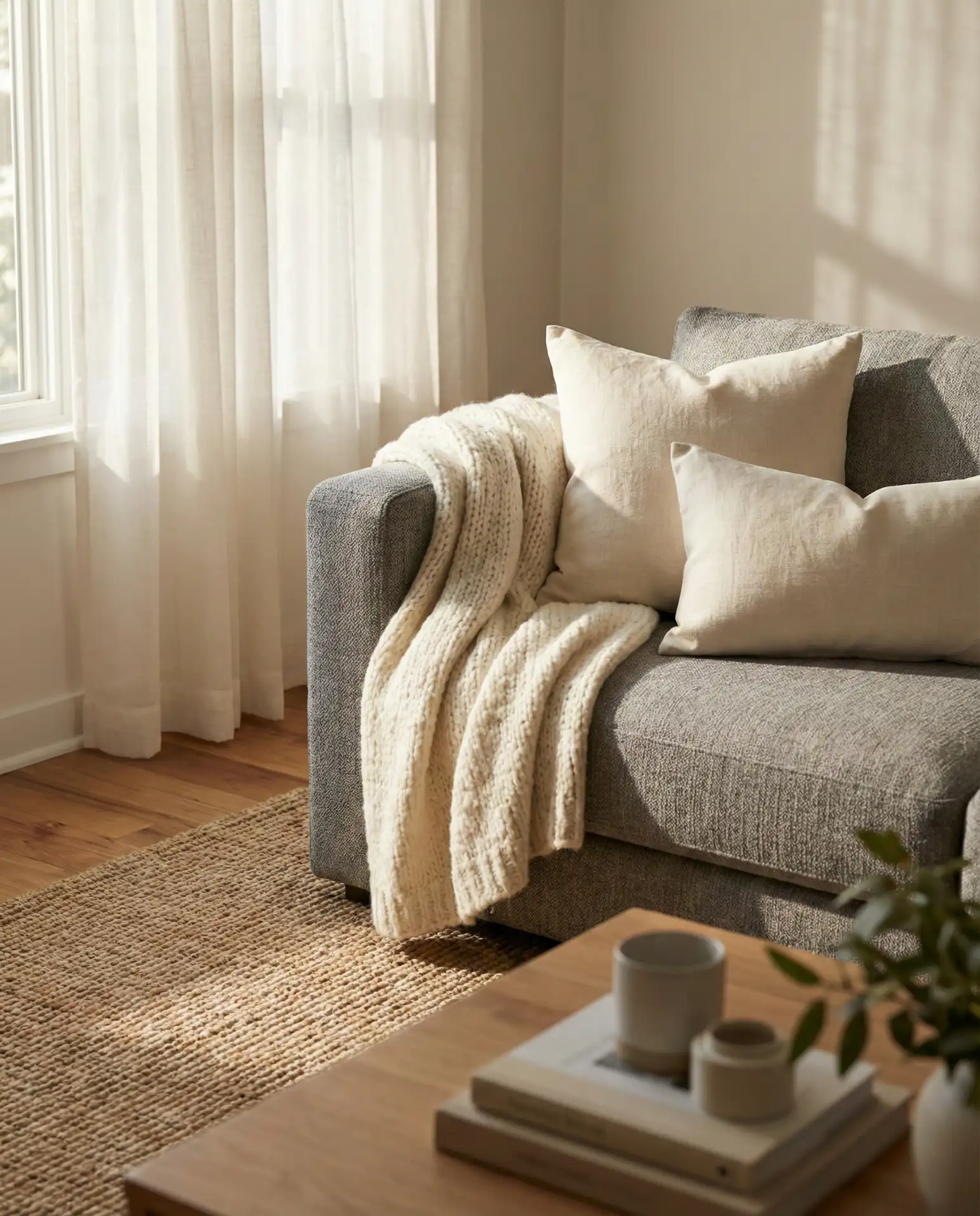 Warm and Inviting Grey-Cream Living Room