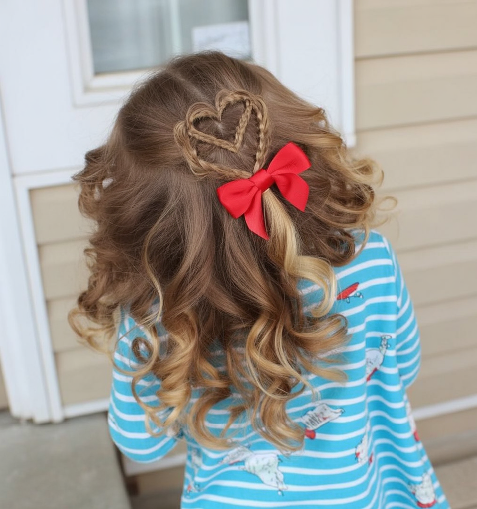 Braided heart half-up with curls