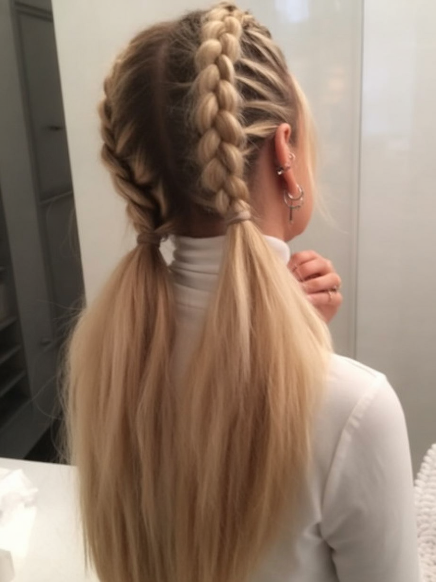 Triple Braid Low Ponytail