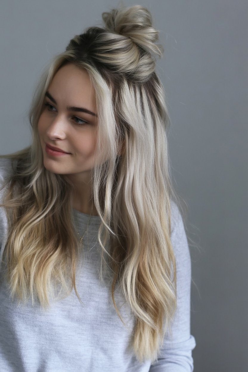 Half-Up Top Knot with Loose Lengths