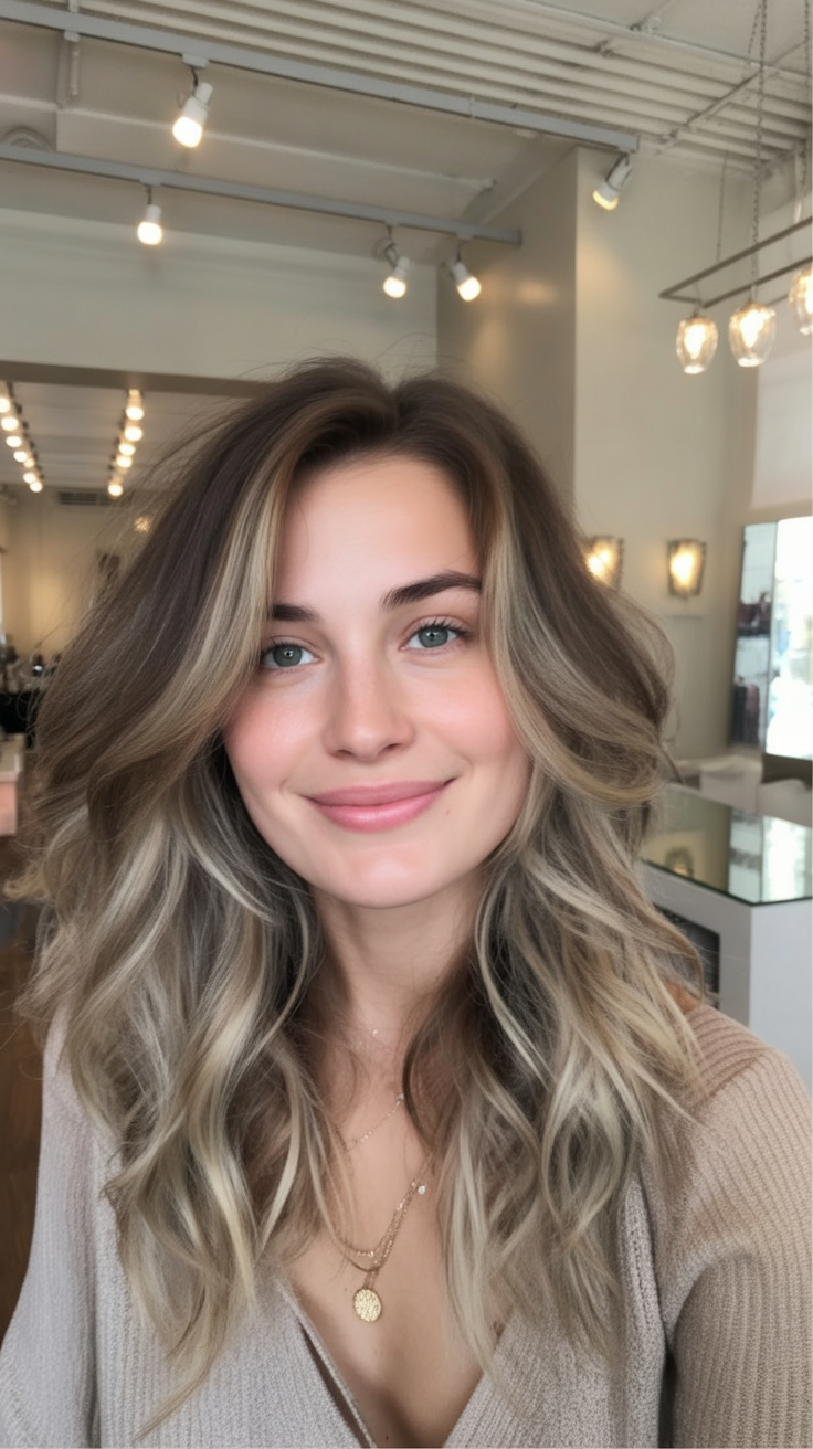 Smoky-root dirty blonde waves