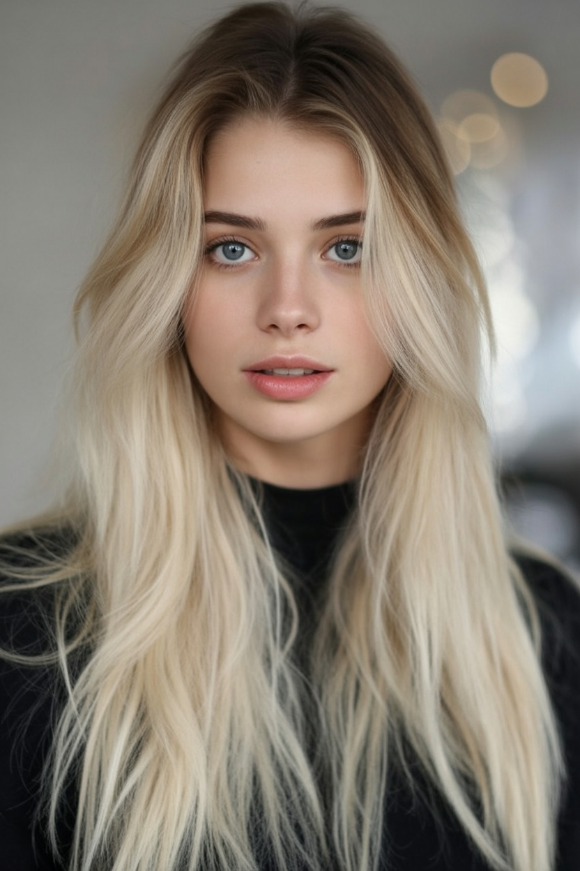 Smudged root ashy dirty blonde