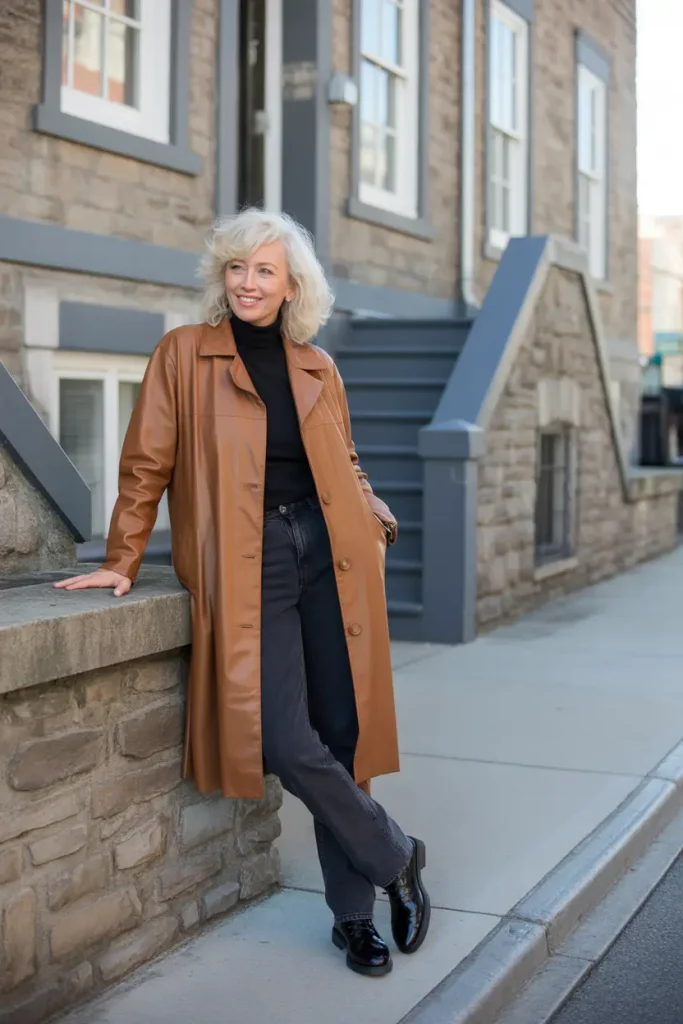 Leather Coat Ensemble
