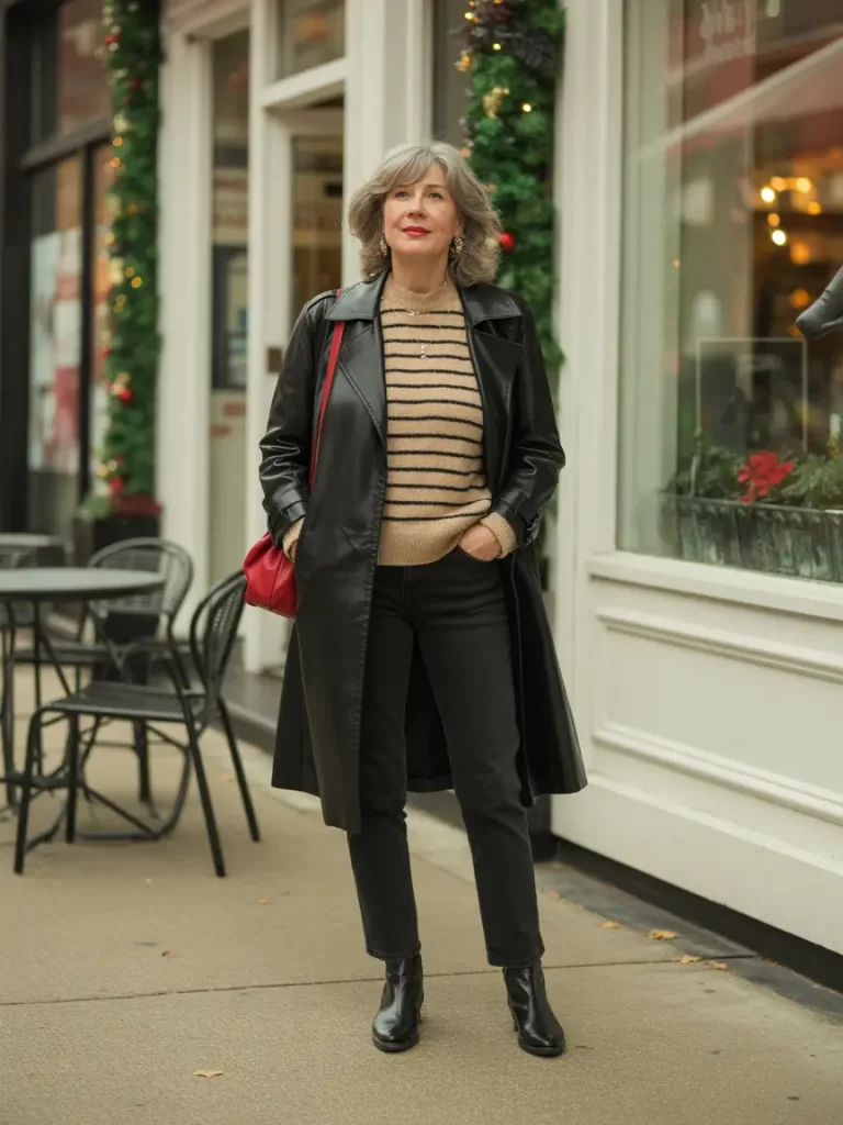 Striped Sweater and Leather