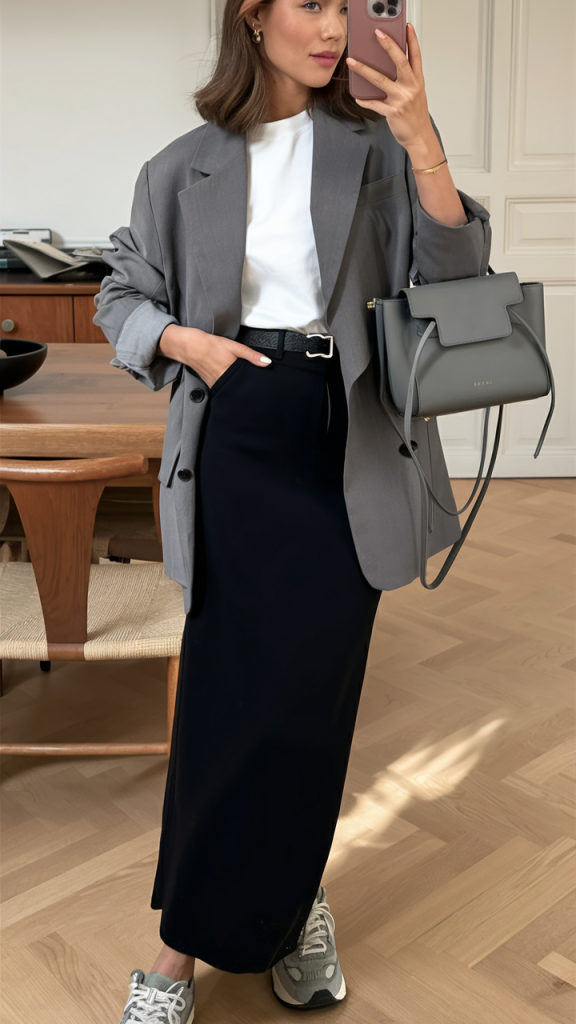 Maxi skirt office outfit