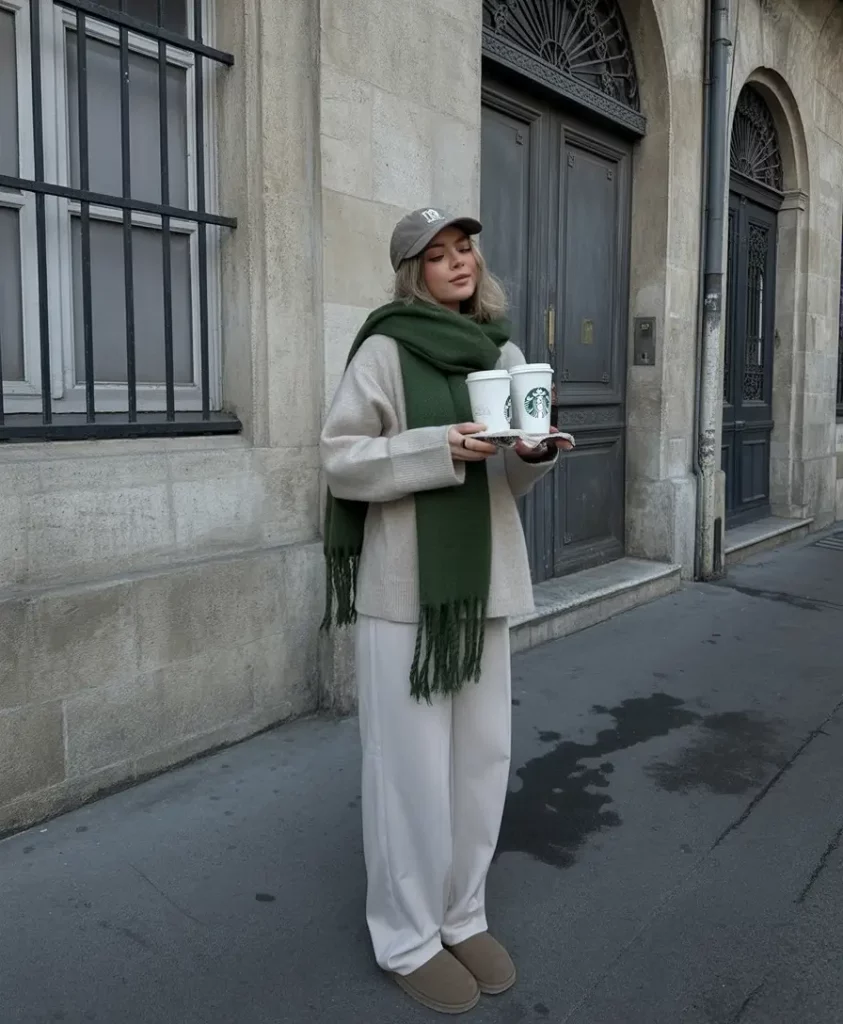 Warm neutral sweater outfit