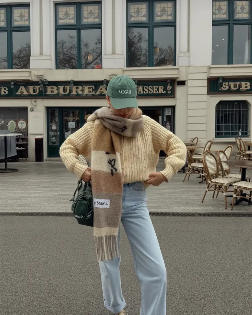 Playful layered sweater look