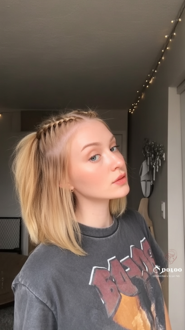 Braided Headband Half-Up Pony for Short Hair