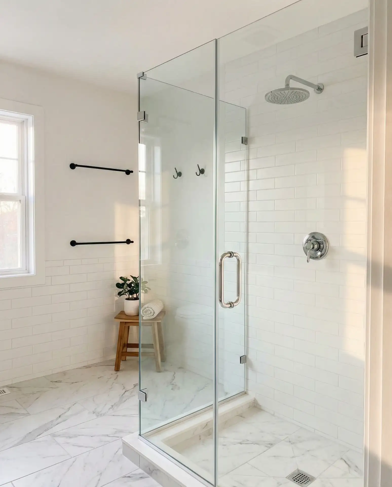Seamless Frameless Glass Walk-In Shower