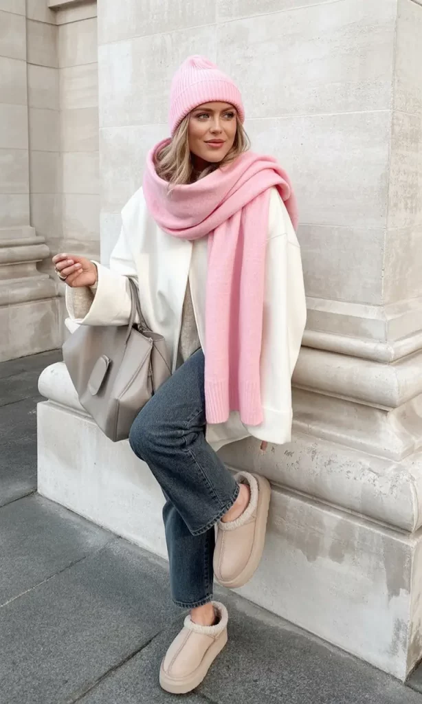 Pastel winter outfit with Ugg boots