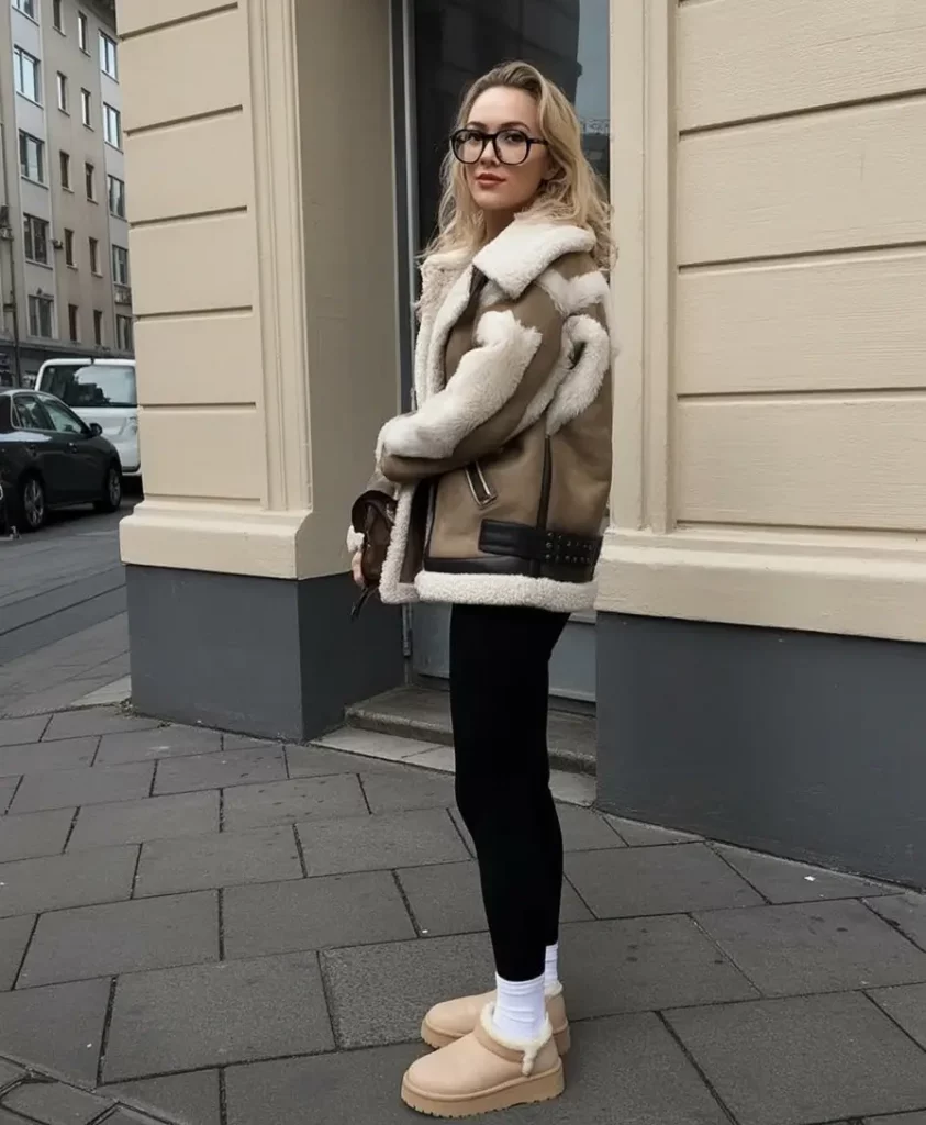 Oversized aviator jacket with Ugg boots