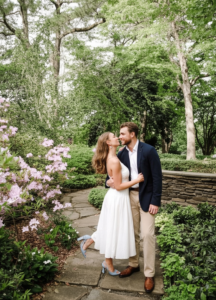 Soft blue accented garden outfit