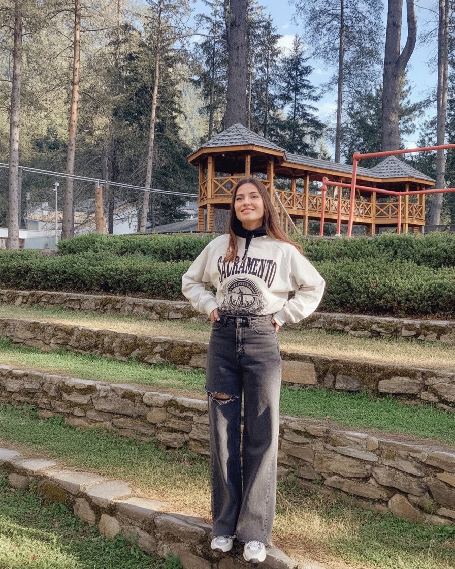 Graphic Sweatshirt with Dark Jeans