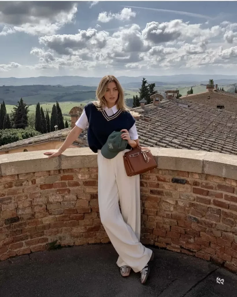 Wide-Leg Whites and Sweater Vest