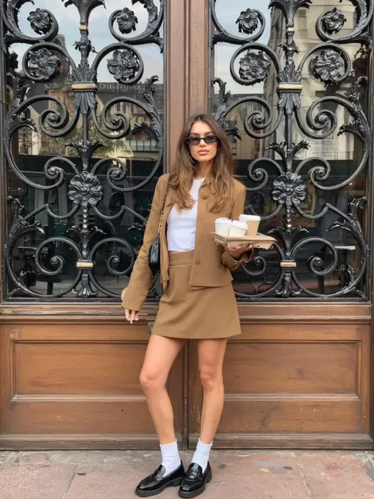 Camel Crop Blazer Set