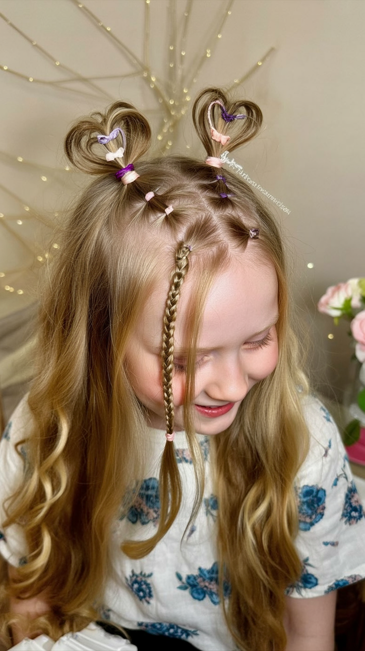 Double heart mini braids hairstyle