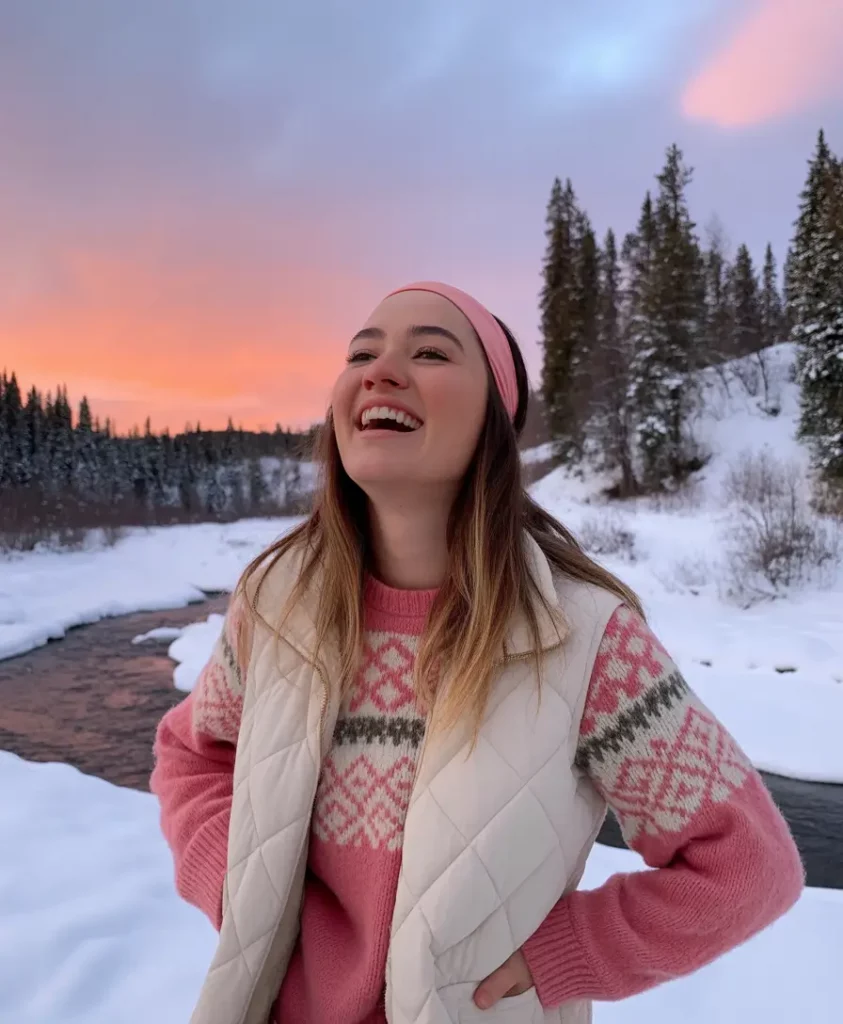 Pink Knit with Quilted Vest