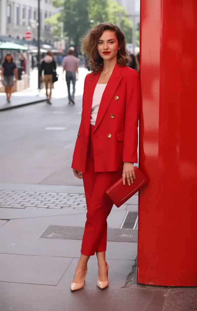Tailored red suit