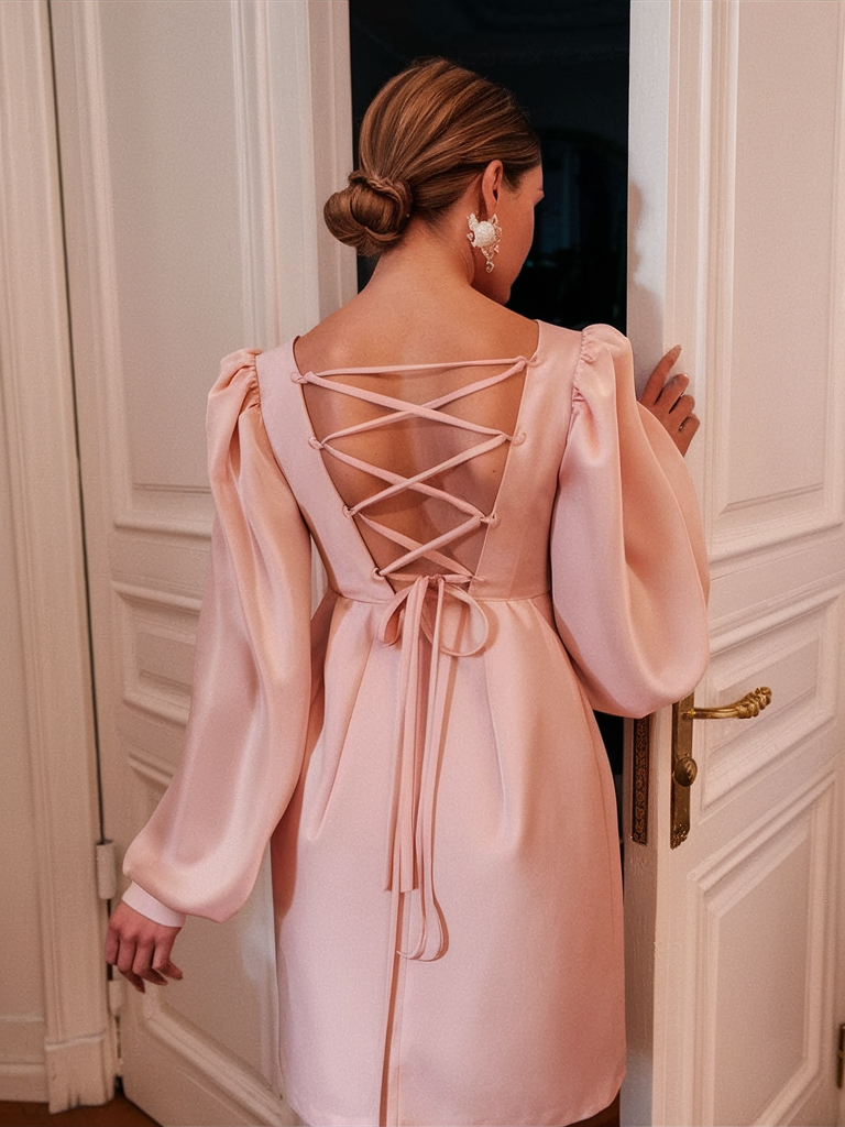 Blush Pink Dress with Lace Back