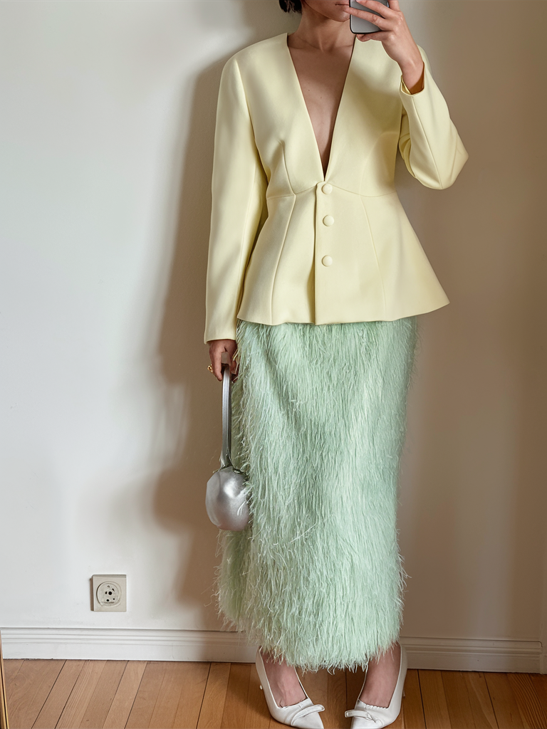 Pastel Blazer and Skirt Outfit